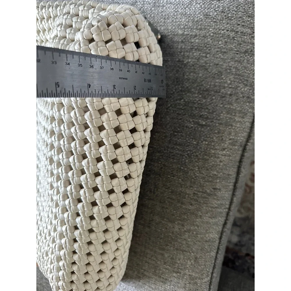 Sincerely Jules Woven Lattice Tote Bag Cream Off White Shoulder Bag with pouch